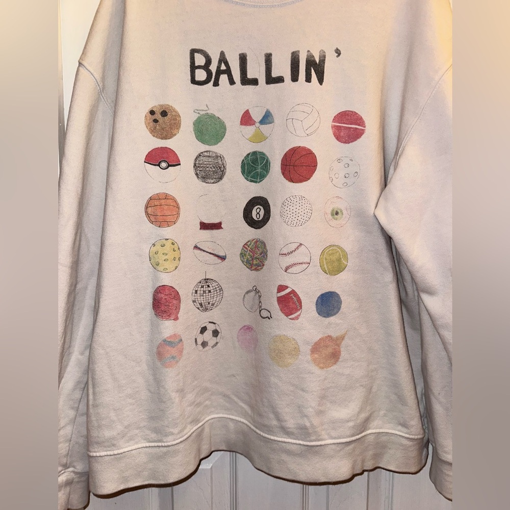 Anthropologie 🌺 UNFORTUNATE PORTRAIT Ballin’ Women’s Sweatshirt,Sz 1X,EUC,RARE! - Picture 2 of 4